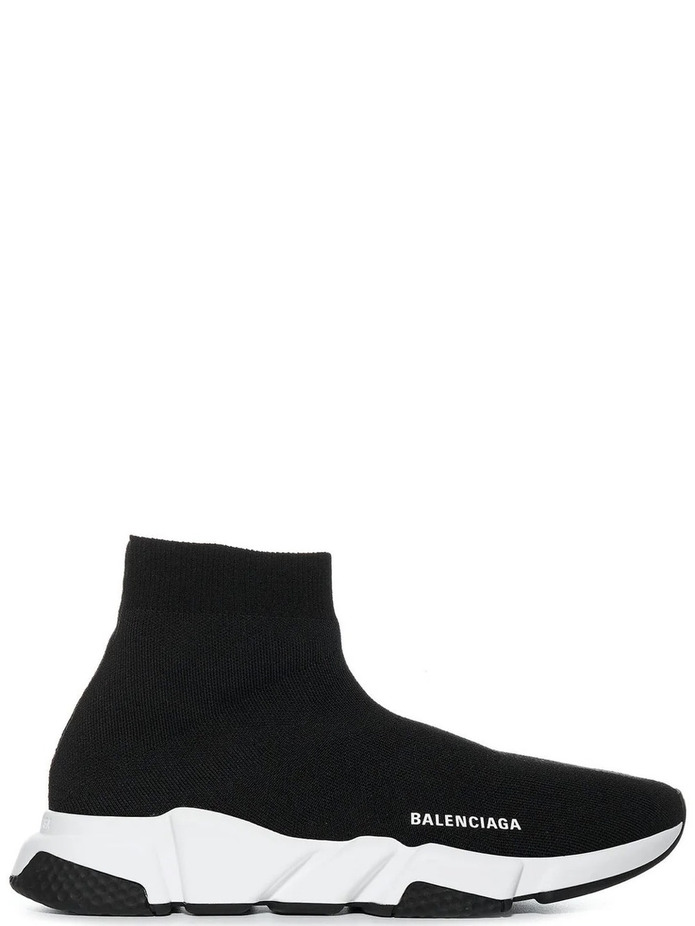 Balenciaga Black Sock-Style Sneaker with White Sole